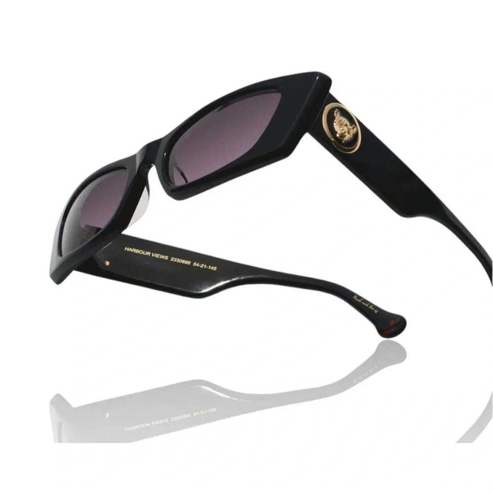 CAMILLA “Harbour Views” Black Cateye Sleek Black Boho Chic Classic Sunglasses